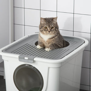 English Elm Pawhut Covered Cat Litter Box Dual Entry PE Plastic Odor Control Enclosed Toilet W2225P597477
