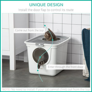 English Elm Pawhut Covered Cat Litter Box Dual Entry PE Plastic Odor Control Enclosed Toilet W2225P597477