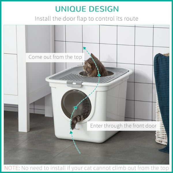 English Elm Pawhut Covered Cat Litter Box Dual Entry PE Plastic Odor Control Enclosed Toilet W2225P597477