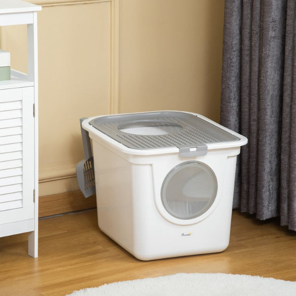 English Elm Pawhut Covered Cat Litter Box Dual Entry PE Plastic Odor Control Enclosed Toilet W2225P597477