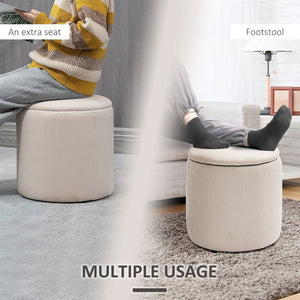 English Elm Homcom Corduroy Nesting Ottomans Set of 2 with Hidden Storage Round Footstools W2225P597493