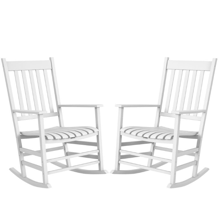 English Elm Outsunny Acacia Wood Outdoor Rocking Chair Set of 2 Slatted Porch Patio Seating W2225P597494