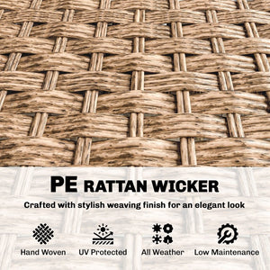 English Elm Outsunny 3 Seat Wicker Patio Sofa PE Rattan Powder Coated Frame Navy Cushions W2225P597499