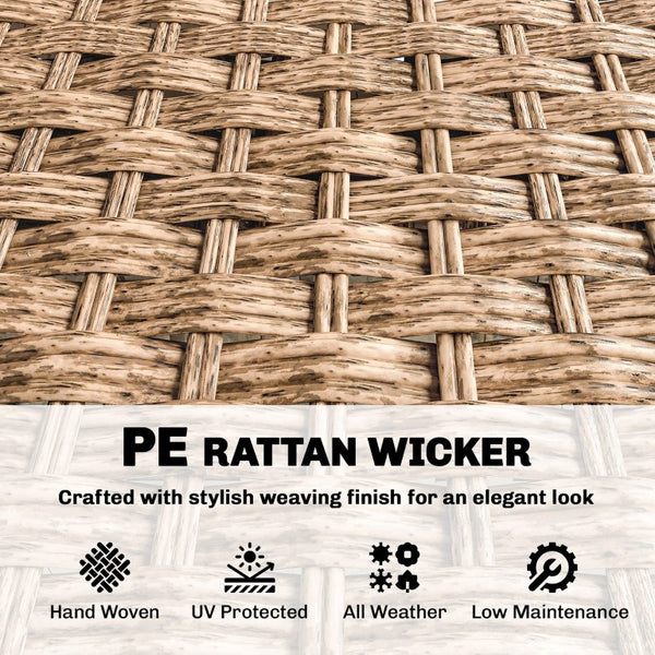 English Elm Outsunny 3 Seat Wicker Patio Sofa PE Rattan Powder Coated Frame Navy Cushions W2225P597499