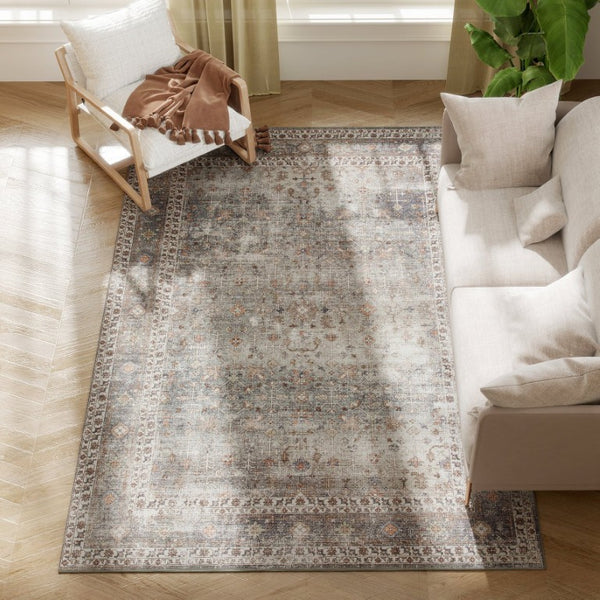English Elm Homcom Chenille Area Rug 5X7 Washable Traditional Pattern Soft Low Pile Floor Accent W2225P597558