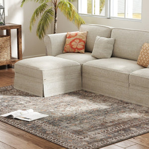 English Elm Homcom Chenille Area Rug 5X7 Washable Traditional Pattern Soft Low Pile Floor Accent W2225P597558