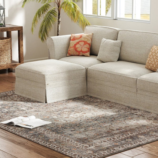 English Elm Homcom Chenille Area Rug 5X7 Washable Traditional Pattern Soft Low Pile Floor Accent W2225P597558