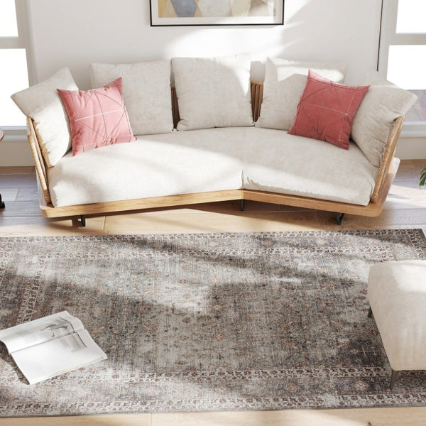 English Elm Homcom Chenille Area Rug 5X7 Washable Traditional Pattern Soft Low Pile Floor Accent W2225P597558