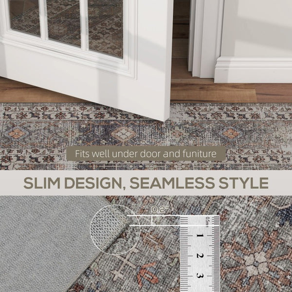 English Elm Homcom Chenille Area Rug 5X7 Washable Traditional Pattern Soft Low Pile Floor Accent W2225P597558