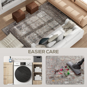 English Elm Homcom Chenille Area Rug 5X7 Washable Traditional Pattern Soft Low Pile Floor Accent W2225P597558