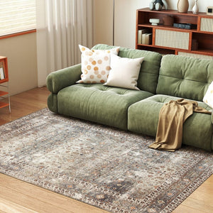 English Elm Homcom Chenille Area Rug 5X7 Washable Traditional Pattern Soft Low Pile Floor Accent W2225P597558