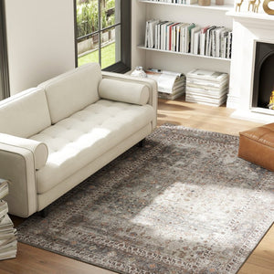 English Elm Homcom Chenille Area Rug 5X7 Washable Traditional Pattern Soft Low Pile Floor Accent W2225P597558