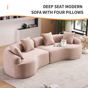 English Elm Sofa Oversized Curved Cloud Comfort Polyester Upholstered Living Room Statement Piece W2231P261452