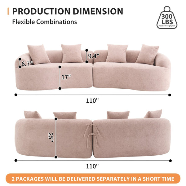 English Elm Sofa Oversized Curved Cloud Comfort Polyester Upholstered Living Room Statement Piece W2231P261452