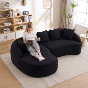 English Elm New Chenille Modular Sectional with Curved Chaise High Density Foam Minimalist Lounge W2231P408692