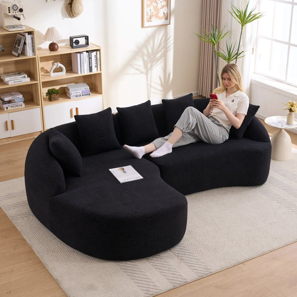 English Elm New Chenille Modular Sectional with Curved Chaise High Density Foam Minimalist Lounge W2231P408692