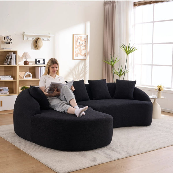 English Elm New Chenille Modular Sectional with Curved Chaise High Density Foam Minimalist Lounge W2231P408692