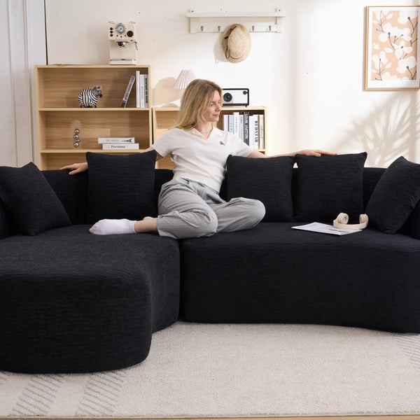 English Elm New Chenille Modular Sectional with Curved Chaise High Density Foam Minimalist Lounge W2231P408692
