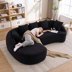 English Elm New Chenille Modular Sectional with Curved Chaise High Density Foam Minimalist Lounge W2231P408692
