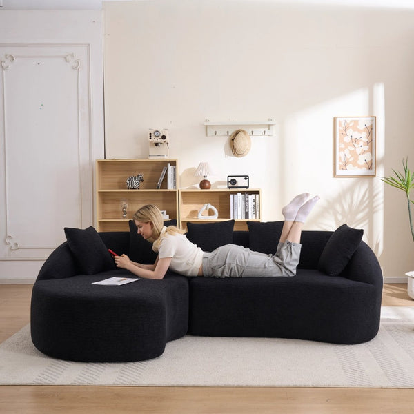 English Elm New Chenille Modular Sectional with Curved Chaise High Density Foam Minimalist Lounge W2231P408692
