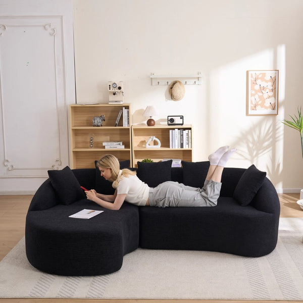 English Elm New Chenille Modular Sectional with Curved Chaise High Density Foam Minimalist Lounge W2231P408692