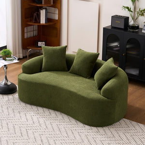 English Elm Old Curved Chenille Loveseat with Spring Cushions No Assembly Required for Apartments W2231P495056
