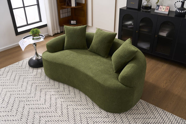 English Elm Old Curved Chenille Loveseat with Spring Cushions No Assembly Required for Apartments W2231P495056