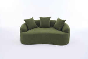 English Elm Old Curved Chenille Loveseat with Spring Cushions No Assembly Required for Apartments W2231P495056