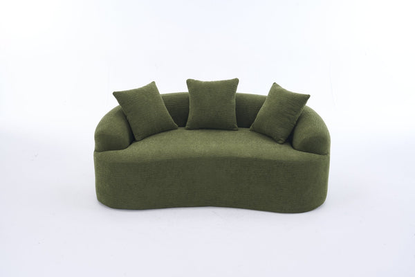 English Elm Old Curved Chenille Loveseat with Spring Cushions No Assembly Required for Apartments W2231P495056