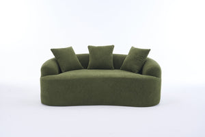 English Elm Old Curved Chenille Loveseat with Spring Cushions No Assembly Required for Apartments W2231P495056
