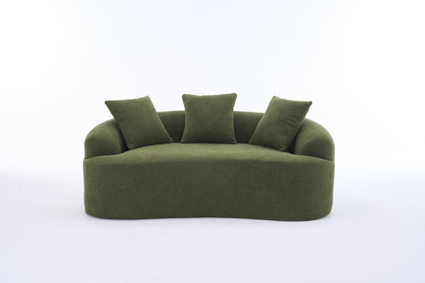 English Elm Old Curved Chenille Loveseat with Spring Cushions No Assembly Required for Apartments W2231P495056