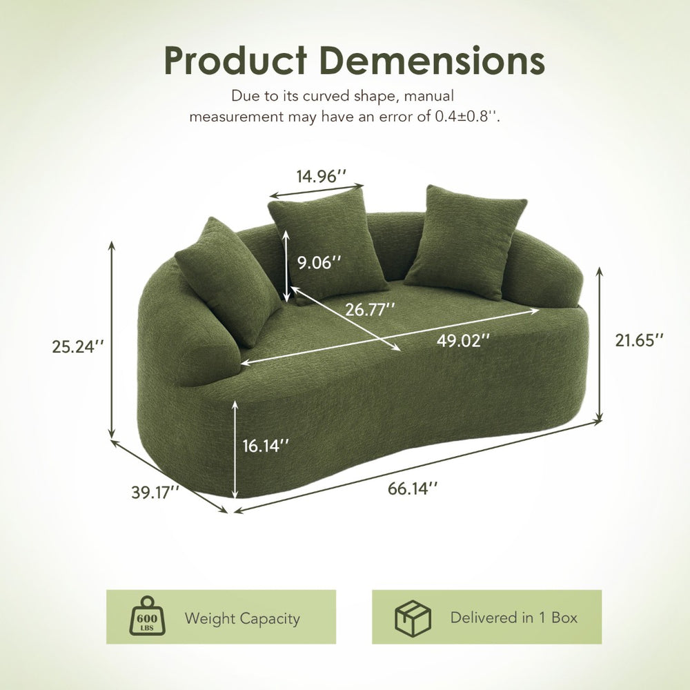 English Elm Old Curved Chenille Loveseat with Spring Cushions No Assembly Required for Apartments W2231P495056