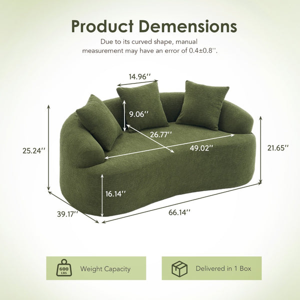 English Elm Old Curved Chenille Loveseat with Spring Cushions No Assembly Required for Apartments W2231P495056