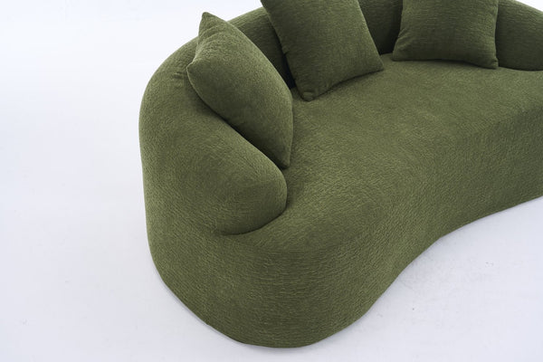 English Elm Old Curved Chenille Loveseat with Spring Cushions No Assembly Required for Apartments W2231P495056