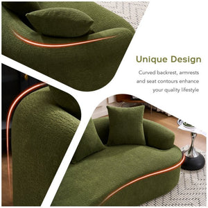 English Elm Old Curved Chenille Loveseat with Spring Cushions No Assembly Required for Apartments W2231P495056