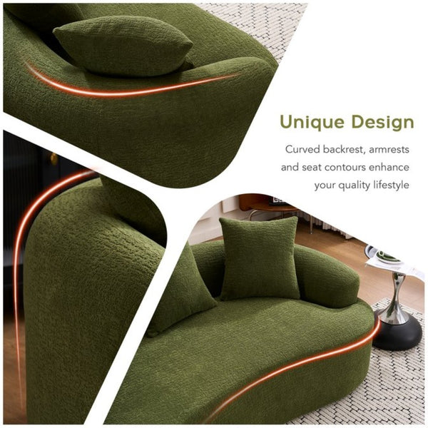 English Elm Old Curved Chenille Loveseat with Spring Cushions No Assembly Required for Apartments W2231P495056
