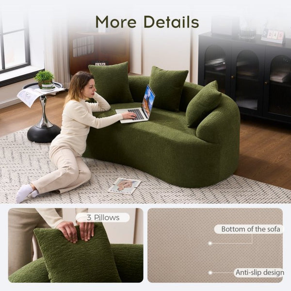 English Elm Old Curved Chenille Loveseat with Spring Cushions No Assembly Required for Apartments W2231P495056