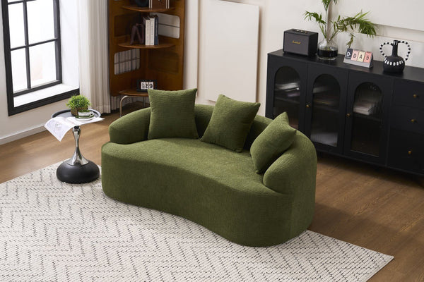 English Elm Old Curved Chenille Loveseat with Spring Cushions No Assembly Required for Apartments W2231P495056