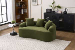 English Elm Old Curved Chenille Loveseat with Spring Cushions No Assembly Required for Apartments W2231P495056