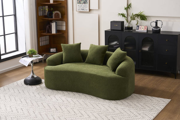 English Elm Old Curved Chenille Loveseat with Spring Cushions No Assembly Required for Apartments W2231P495056