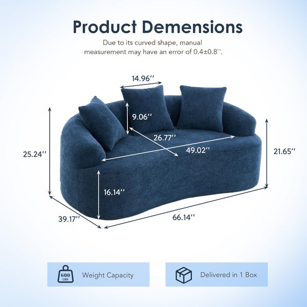 English Elm Old Curved Chenille Loveseat Boneless Foam Sofa for Apartments and Small Living Spaces W2231P495060