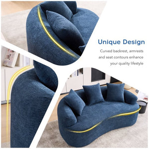 English Elm Old Curved Chenille Loveseat Boneless Foam Sofa for Apartments and Small Living Spaces W2231P495060