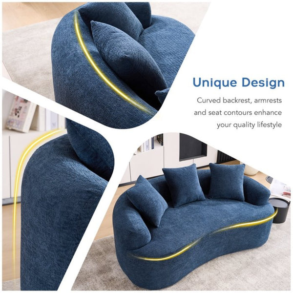 English Elm Old Curved Chenille Loveseat Boneless Foam Sofa for Apartments and Small Living Spaces W2231P495060
