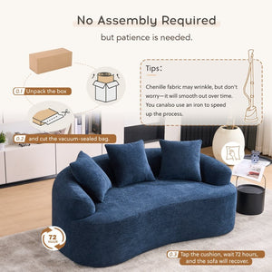 English Elm Old Curved Chenille Loveseat Boneless Foam Sofa for Apartments and Small Living Spaces W2231P495060