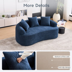 English Elm Old Curved Chenille Loveseat Boneless Foam Sofa for Apartments and Small Living Spaces W2231P495060