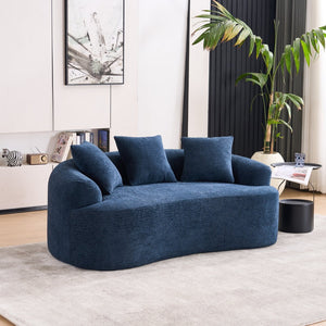English Elm Old Curved Chenille Loveseat Boneless Foam Sofa for Apartments and Small Living Spaces W2231P495060
