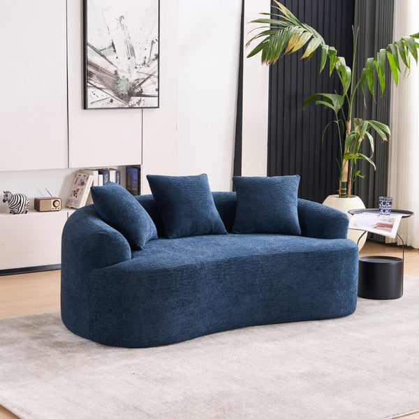 English Elm Old Curved Chenille Loveseat Boneless Foam Sofa for Apartments and Small Living Spaces W2231P495060