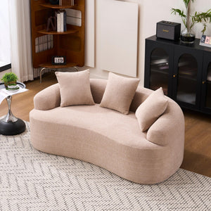 English Elm Old Sku Curved Chenille Loveseat with Foam Support and Three Pillows for Compact Living W2231P495094