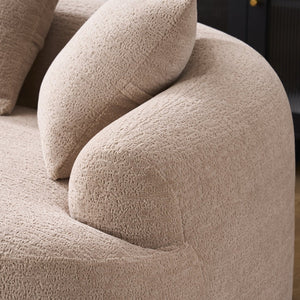 English Elm Old Sku Curved Chenille Loveseat with Foam Support and Three Pillows for Compact Living W2231P495094
