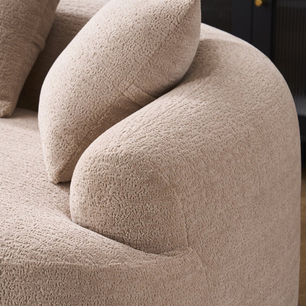 English Elm Old Sku Curved Chenille Loveseat with Foam Support and Three Pillows for Compact Living W2231P495094